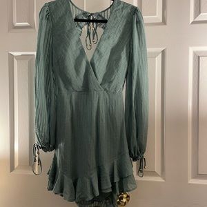 Open back emerald green mini dress